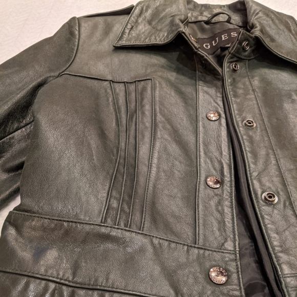 ❗PRICE ⬇️❗Guess Dark Green Leather Jacket - Picture 4 of 8